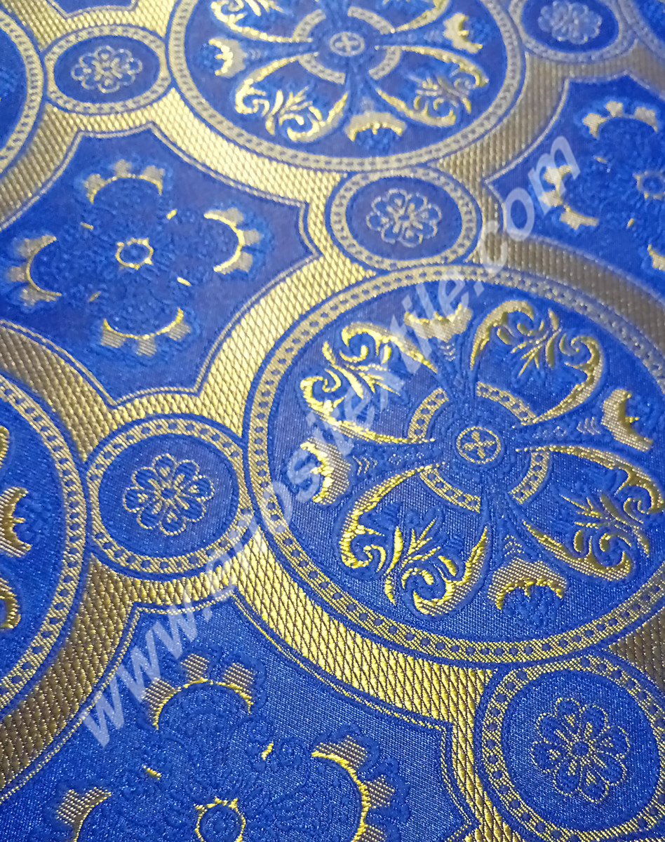 KL-027 Blue-Gold Brocade Fabrics